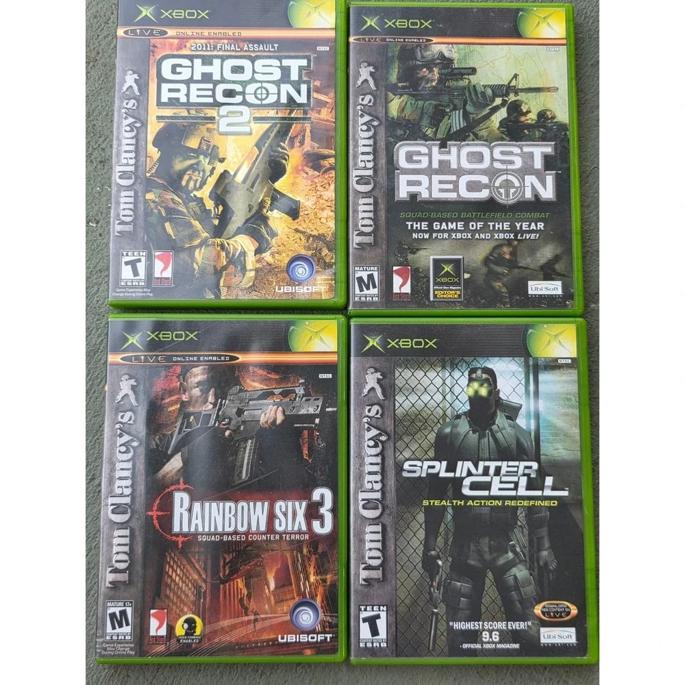 Tom Clancy Xbox Game Lot Ghost Recon 1 & 2 Rainbow Six 3 Splinter Cell‎ Bundle
